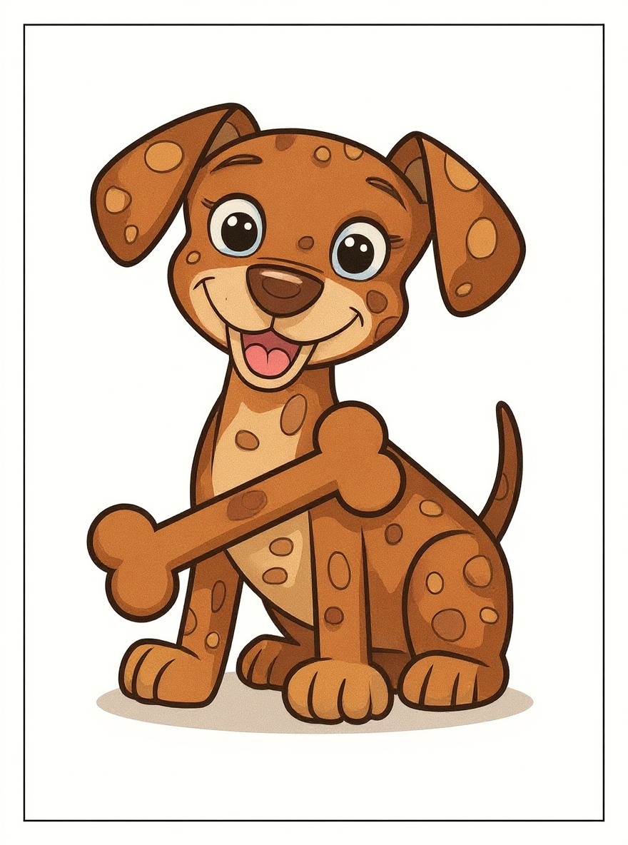 Dalmatian Puppy Coloring Sheet With Bone